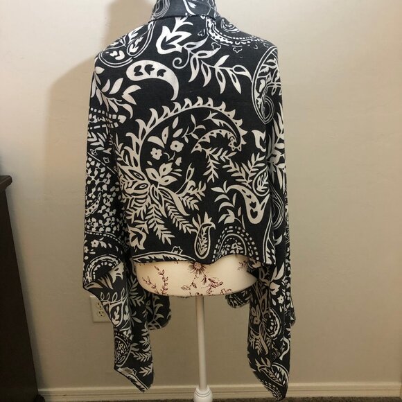 Studio Black & White Paisley Wrap Scarf | Boutique Chic Layering - Picture 6 of 11